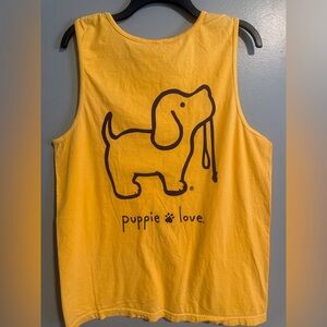 Puppy love Yellow Dog navy graphic Tank size medium NWT